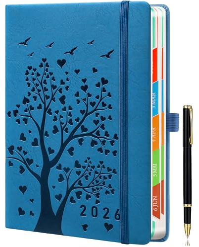 Day by Day 2026 A5 Tageskalender – 1 Tag pro Seite – Tagesplaner, Terminkalender, Buchkalender, Jahresplaner von Januar bis Dezember, mit bunten Monats-Tabs, inklusive Stift.