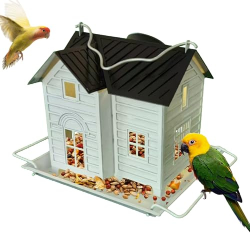 Distributeur de nourriture pour oiseaux solaires - Station d'alimentation pour oiseaux à suspendre - Station d'alimentation pour oiseaux en métal - Éclairage LED pour jardin, arrière-cour, balcon