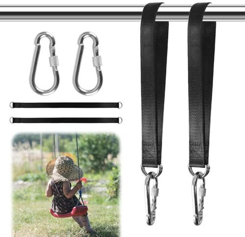 2 Pièces Sangle Hamac Temporaire 50 cm, Charge Max 400 kg Mousqueton D-Ring pour Balançoire Jardin Siège Suspendu 50 cm x 25 mm