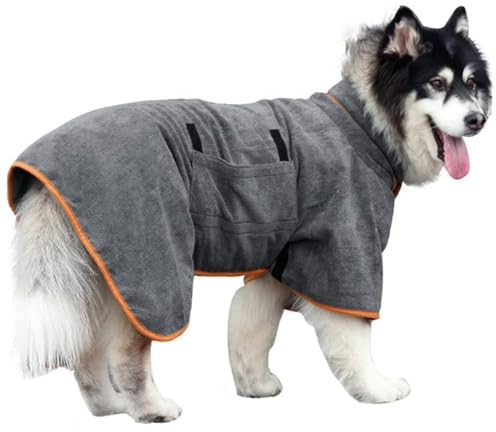 ZAWELELIYO Hundebademantel für Kleine und Mittelgroße Hunde, Schnelltrocknender, Verdickter Haustierbademantel aus Polyester, für den Heimgebrauch, den Pool, die Fellpflege (XL)