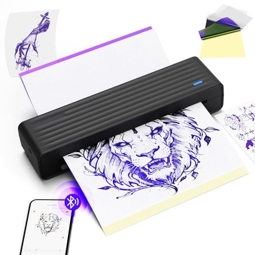 PeriPage P93 Tattoo & A4 Thermodrucker | ABS-Thermodrucker mit 1200mAh Akku: Tintenfreier, 706.5g leichter Druck für iOS/Android/PC unterwegs & im Büro.