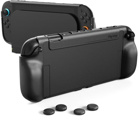 playvital Pure Funda Protectora para Nintendo Switch 2 Compatible con Dock | TPU Flexible, Ajuste Preciso, Protección Contra Caídas, Superficie Antideslizante, Tapas para Joysticks, Negro