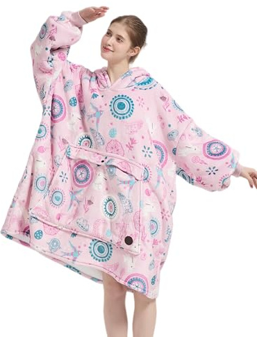 VERTAST Överdimensionerad huvtröja, tröja, varm gosig tröja, filtar, luvtröja, mjuk sherpa filt med huva, tröja, tröja, filt, pyjamas för kvinnor och män, Lila – bohemisk, Audlt