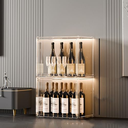 Hynbdes Vitrine à Alcool en Acrylique, Meuble de Rangement pour Bouteilles d'alcool, Armoire à vin de Rangement,étagères de Rangement pour la Cuisine, Le Bar et la Cave.