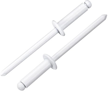 QUARKZMAN 50 Pièces Rivets Aveugles En Aluminium 4 x 14 mm Corps En Aluminium Et Axe En Acier, Tête Bombée Rivets Fendus Longs Pour Metal, Furniture, Automotive, White