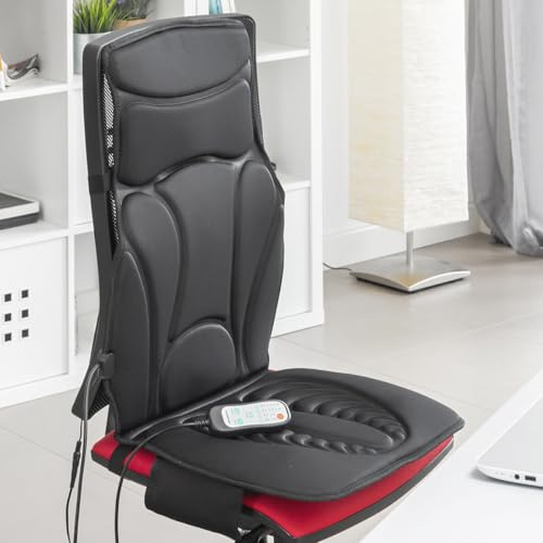 CELLUSTOP Siège de Massage Shiatsu Noir, Masseur Corporel Électrique avec Chaleur et Télécommande, 5 Modes et 3 Vitesses, Massage Complet du Corps, 48 x 105 x 3 cm