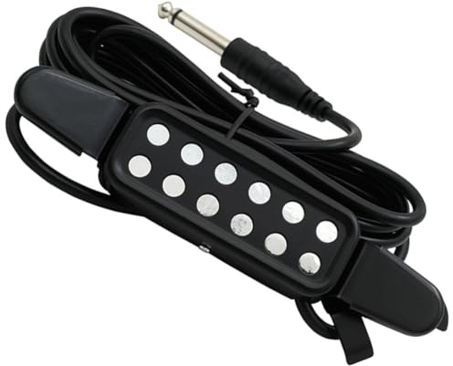 Tonabnehmer für Folk Gitarre ohne Bohren, mit 3 Meter Kabel, Schwarz | Abs und Metallausführung, für Gitarre und Akustikgitarre, Praktisch zu Verstauen und Mitzunehmen