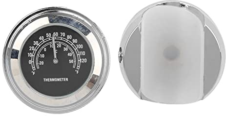 Generic Motorcykeltermometer Hållbar Aluminiumtemperaturmätare för Motorcykel 7/8in-1in Storlek Nattljusskärm (Svart)