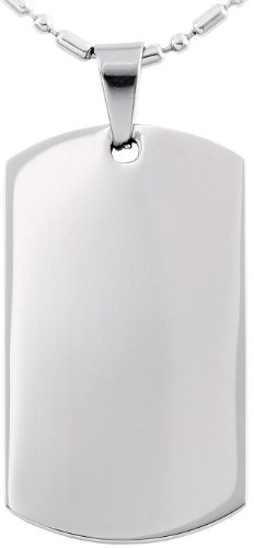 JewelryWe Schmuck Anhänger Halskette mit Gravur Militärplakette Dog Tag Edelstahl Fantasie für Herren Farbe Schwarz mit Geschenktasche, Edelstahl, Ohne Stein