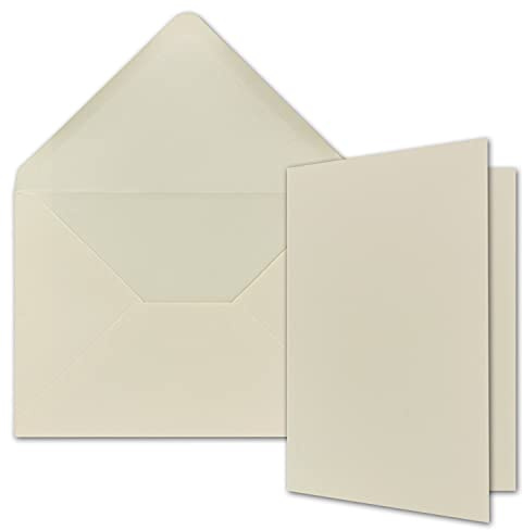 FarbenFroh by GUSTAV NEUSER A5 Doppelkarten Set inklusive Briefumschläge - 100er-Set - Blanko Naturweiß Einladungskarten in Creme-Weiß - Faltkarten mit Umschlägen