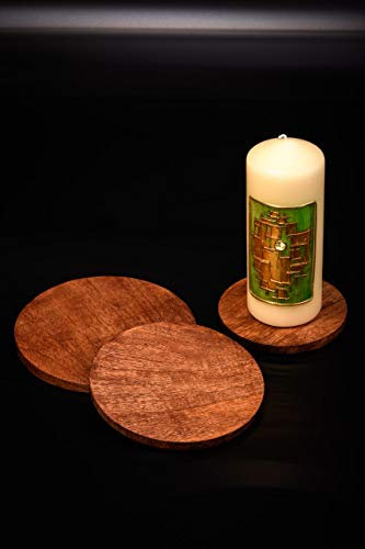 Assiette à bougies, Diamètre (intérieur) 14 cm, Bois, Nature, Forme Ronde