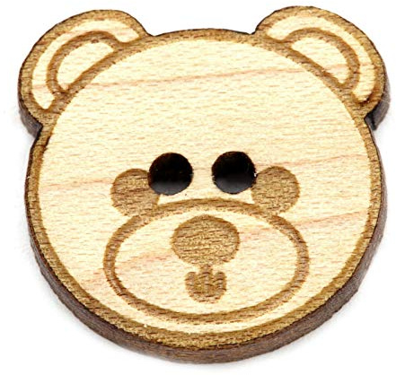 NaturSchatulle Holzknöpfe Motiv Teddy | 5 Stück Ahorn 2 Loch Knöpfe Holz DIY Basteln Nähen Schmuckherstellung Annähen Kinderknöpfe