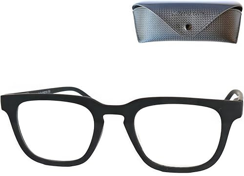 Mini Brille Gafas Luz Azul Rectangulares Negras, Montura Gruesa con Funda | Lentes claras, diseño tipo nerd y medidas 137-54-43-14/17-136 mm; peso 24 g