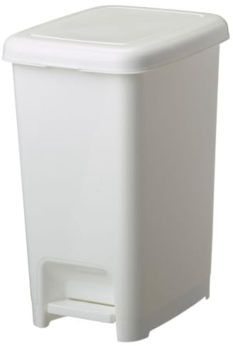 ROSSIGNOL Poubelle de salle de bains à pédale, Poubelle 10L, Poubelle pour bureau, buanderie, Support sac intégré, Blanc CUBO
