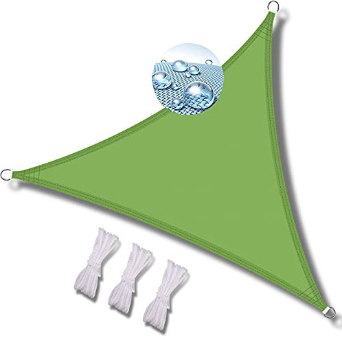 MEEYI Tenda a Vela 2x2x2 Riso Tende per Esterno Impermeabili Tenda Parasole Vela ombreggiante Telo da Sole con Anelli Parasole Triangolare Traspirante per terrazza con Corda di Fissaggio-Verde