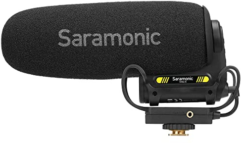 Saramonic Professionelles On-Kamera-Supernierenmikrofon mit 2-stufiger Verstärkung, 150 Hz Hochpassfilter, Kopfhörerausgang und 150-Stunden-Li-Ionen-Akku (VMIC5), Schwarz
