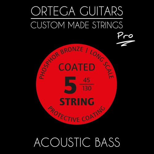 Ortega Guitars Saitensatz für 5-Saitige Long Scale Bass - Phosphor Bronze | Custom Made Strings, Pro Series, ABP-5