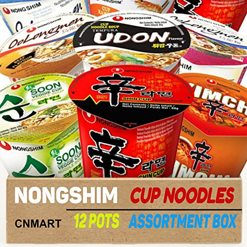 Nong Shim Shin Cup Noodles 6 Assorted Flavours Instant Ramen Box (Pack of 12)