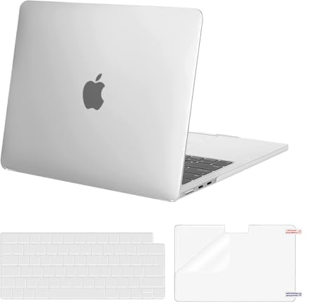 MOSISO Kompatibel mit MacBook Air 13 Zoll Hülle M4 M3 M2 2025 2024-2022 A3240 A3113 A2681, Hartschale Schutzhülle für MacBook Air 13,6 Zoll&Tastaturabdeckung&Displayschutzfolie, Frost