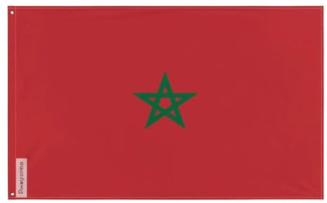 Bandera de Marruecos en varios tamaños 100% poliéster Imprimir con doble dobladillo - 60x90cm - 4. 2 ojales a la izquierda con banda blanca