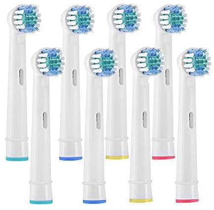 qtlines Replacement Toothbrush Heads | Compatible Heads for Toothbrushes Series Cross Action Triumph Smart Series 5000 (White, 8 Pcs)