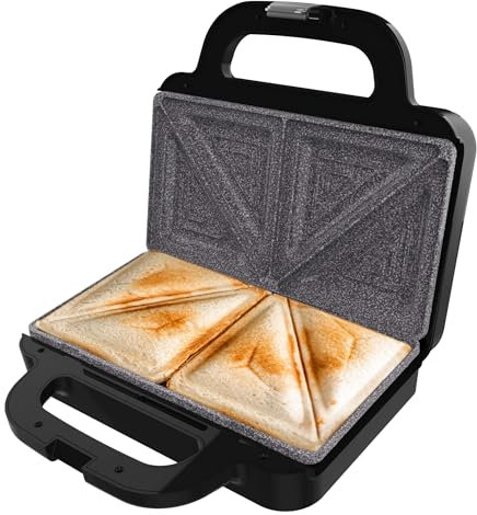 Cecotec Sandwichmaker Rock'nToast Deep Classic, 1000 W, größere Breite, dreieckige Platten, gleichmäßiges Toasten, RockStone-Beschichtung, Kapazität für 2 Sandwiches, PFOA-frei