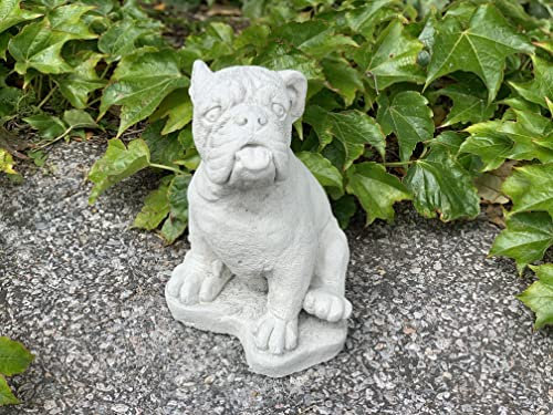 Statue de chien boxeur en béton - Figurine de boxeur en ciment - Statue de jardin d'extérieur en ciment - Décoration de jardin pour chien - Cadeau pour amoureux des animaux de compagnie - Cadeau pour