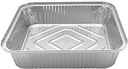 100 Pcs - Large Aluminium Foil Trays with Lids Square Aluminium Food Takeaway Containers Disposable Tin Foil Trays for Roasting Baking Broiling Cooking Food Storage Foil Pans (9 x 9 x 2)
