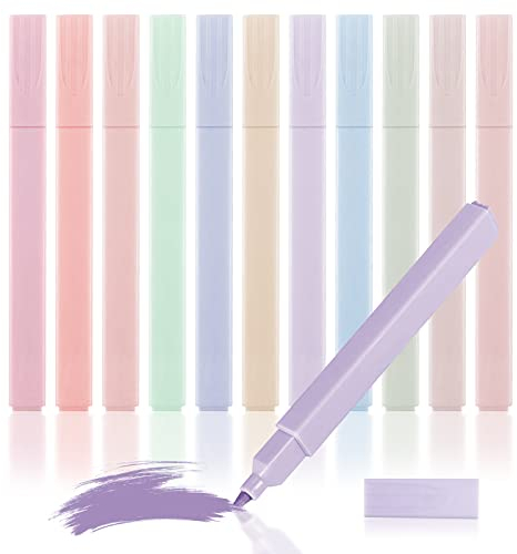 Fousenuk 12 stück Textmarker, Textmarker Pastell 12 Farben Marker Stifte zum Lernen und Markieren, Highlighter Pen Assorted Farben Pastell für Journaling Note, Schulen, Büros, Studenten, Bürobedarf
