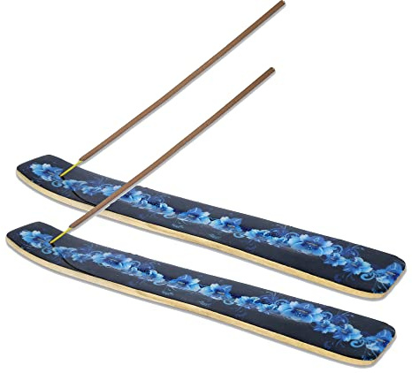 Bless-International Traditional-Handmade-Burner Wooden-Incense-Stick-Holder Ash-Catcher-Stand For-Aromatherapy-Meditation-Yoga (Meditation Time) Pack of 2