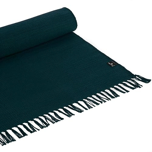 Yoga Studio Bio-Yogamatte, 196 cm x 70 cm, Yogamatte mit Quasten, Baumwolle, Yoga-Teppich für Meditation, Entspannung, Hot Yoga