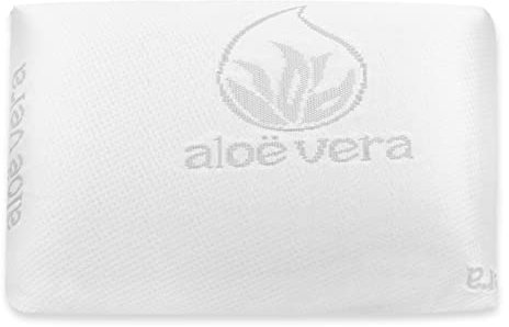 Aitsse- Almohada viscoelástica con núcleo 100% Viscoelástico, Funda de Aloe Vera Desenfundadle, Ergonómica, Anti bacterias, Termorregulable y Libera la presión Cervical. (Visco Viaje)
