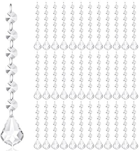 Nuenen 100 Pcs Acrylic Hanging Crystals for Centerpieces Chandelier Clear Crystal Garland Strands Ornament Acrylic Clear Beads Prisms Pendant for Christmas Tree Window Home Decoration(Maple Leaf)