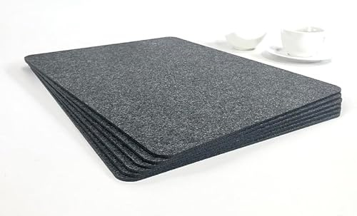 Tischset TAVOLA aus Filz - 6 Platzauflagen 45 x 35 cm - runde oder Spitze Ecken - 4 Farben - Made in Germany (45x35cm, runde Ecken, anthrazit meliert)