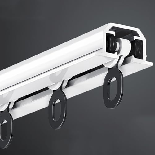 Rieles De Cortina Empotrado En El Techo, Riel De Cortina De 1-5M Para Montaje En Techo, Riel De Cortina Con Rodillos Silenciadores, Para Separador De Ambientes De Ventana, Blanco, Negro ( Color : Whit