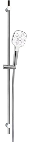 VIGOUR Brausegarnitur individual 2.2 m Stange 90 cm kürzbar Schlauch & Handbrause 3-fach Strahl softedge verchromt