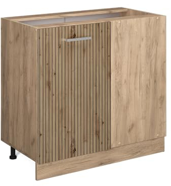 Vicco Eckunterschrank R-Line, Artisan-Eiche/Goldkraft Eiche, 86 cm, AP Anthrazit