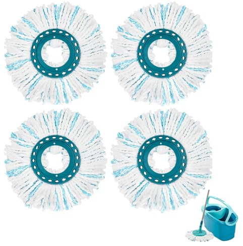 XUTONG 4 pièces pour Leifheit CLEAN Twist Disc Vadrouille de rechange, frange de lave-linge en microfibreRemplacement pour essuie-glaces, pour tous les types de sol(turquoise)
