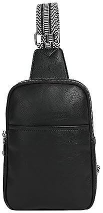 Satchel Artist Sling Bag für Damen, veganes Leder, Bauchtasche, Umhängetasche, Brusttasche für Damen, Herren, Kuriertasche mit Wasserflasche (Schwarz, Einheitsgröße), Schwarz , One size