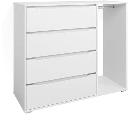 Vicco Kinderkleiderschrank Ruben, Weiß, 120 x 101.9 cm | mit 4 Schubladen, geeignet zur Aufbewahrung von Kinderkleidung und Accessoires
