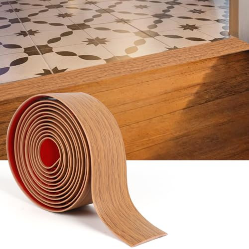 Vinyl Transition Strip Trim Self Adhesive 10Ft x 2 Flooring Transition Laminate with Strong Backing Flat Divider Strip for Joining Floor Tile Gap, Carpet, Threshold (Brown)