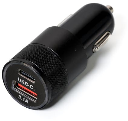 Chargeur de Voiture USB Quick Charge 3.1A Type C Adaptateur de téléphone à Charge Rapide UBS-C et USB (Noir)