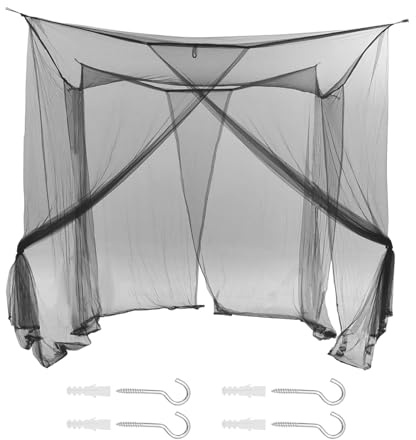 Orolotay 4-Ecke Bett Canopy Mueckennetz fuer Queen/Size Bett 190 * 210 * 240cm (schwarz)