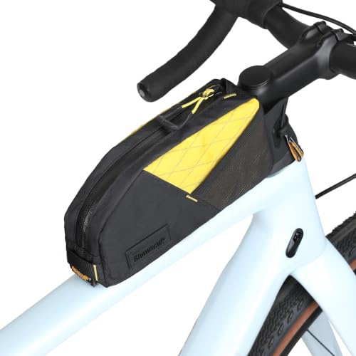 Rhinowalk Fahrrad Oberrohrtasche, Fahrradrahmentasche, wasserdichte Fahrradtasche, professionelles Fahrradzubehör für Mountainbike, Rennrad, 1,2L, Schwarz+Gelb