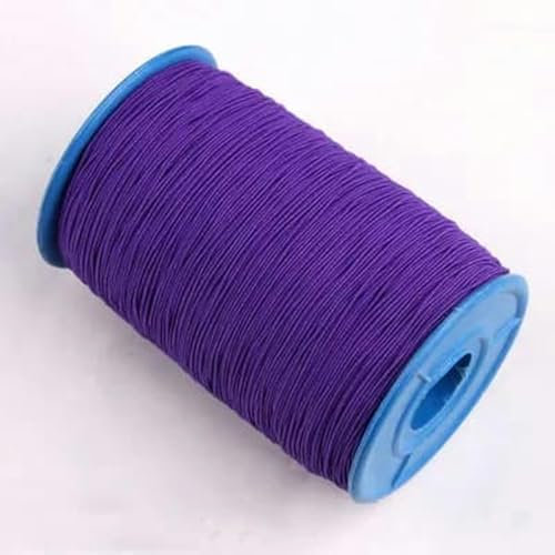 Hilo elástico con núcleo de 0,5 mm, cuerda elástica redonda extremadamente fina, hilo inferior para coser, banda de goma, cinturón elástico, rollo grande, negro, y morado oscuro, 0,