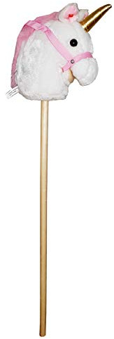 Generisch Steckenpferd Einhorn aus Holz mit Kopf aus Plüsch und Leine