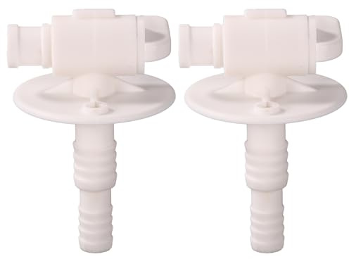 2 Pcs RV Water Tank Drain Valves(Fit 3/4 or 1/2 Vinyl Tubing) | Camper Fresh Water Tank Drain Valve Replacement for Campers Travel Trailers, Part Accessories for Camco 22223(White)