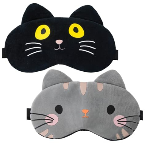 2 Stücke Schlafmaske Kinder, Schlafmaske Kätzchen, Weiche Schlafbrille, Katz Sleeping Mask Für Frauen Kinder Mädchen Damen Schlafen, Nickerchen Machen, Reisen, Im Flugzeug