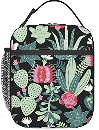 ERCgad Sac fourre-tout portable imprimé cactus pour boissons, école, déjeuner, travail, voyage, pique-nique, pêche au quotidien