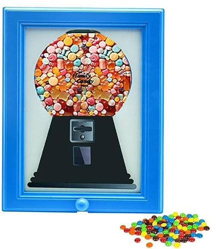 Eye Candy Frame - Hängender Süßigkeitenspender Bilderrahmen für Kaugummis, Leckereien & Snacks - Lustiges Urlaubs-/Geburtstagsgeschenk mit schneller Verteilung - Wandmontage oder Tischdisplay (Blau)